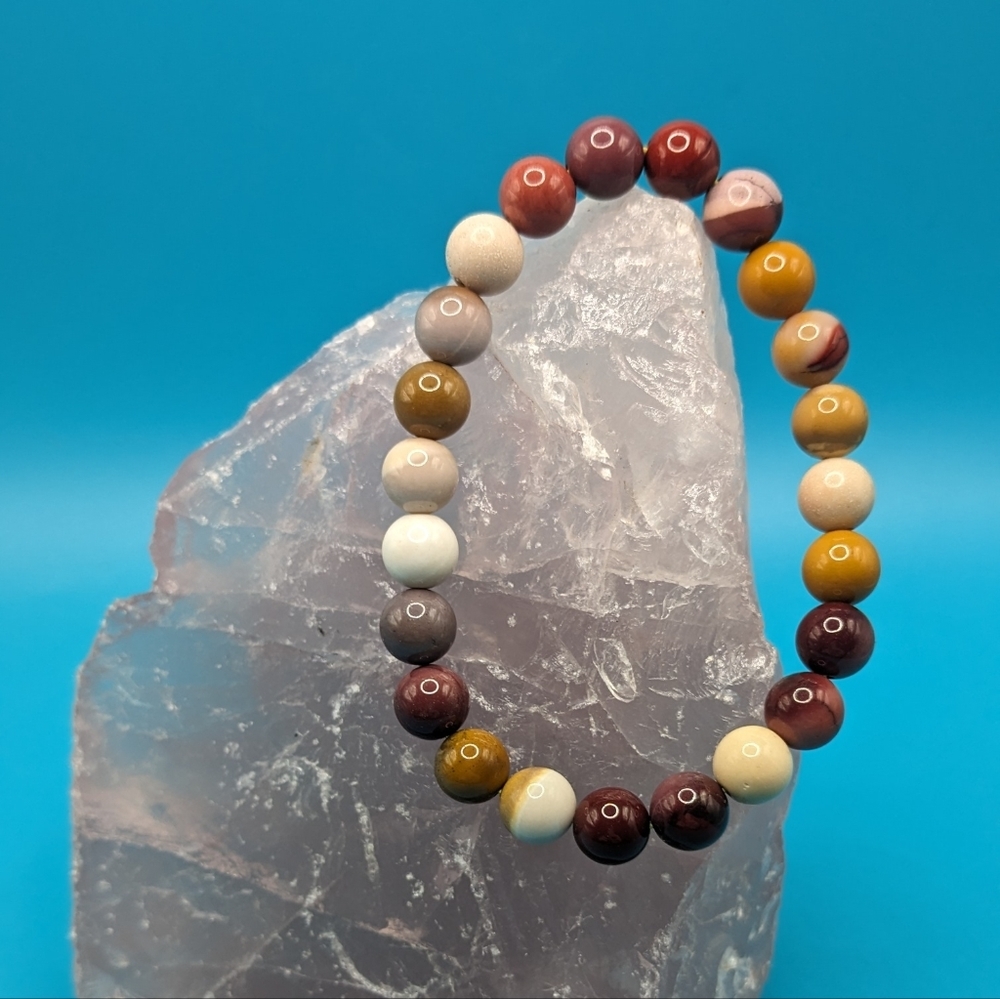 Colourful mookaite 8mm beaded bracelet